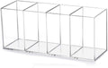 HSYMQ Acrylic Pen Holder 4 Compartments Clear Pencil Holder Organizer Makeup Brush Holder