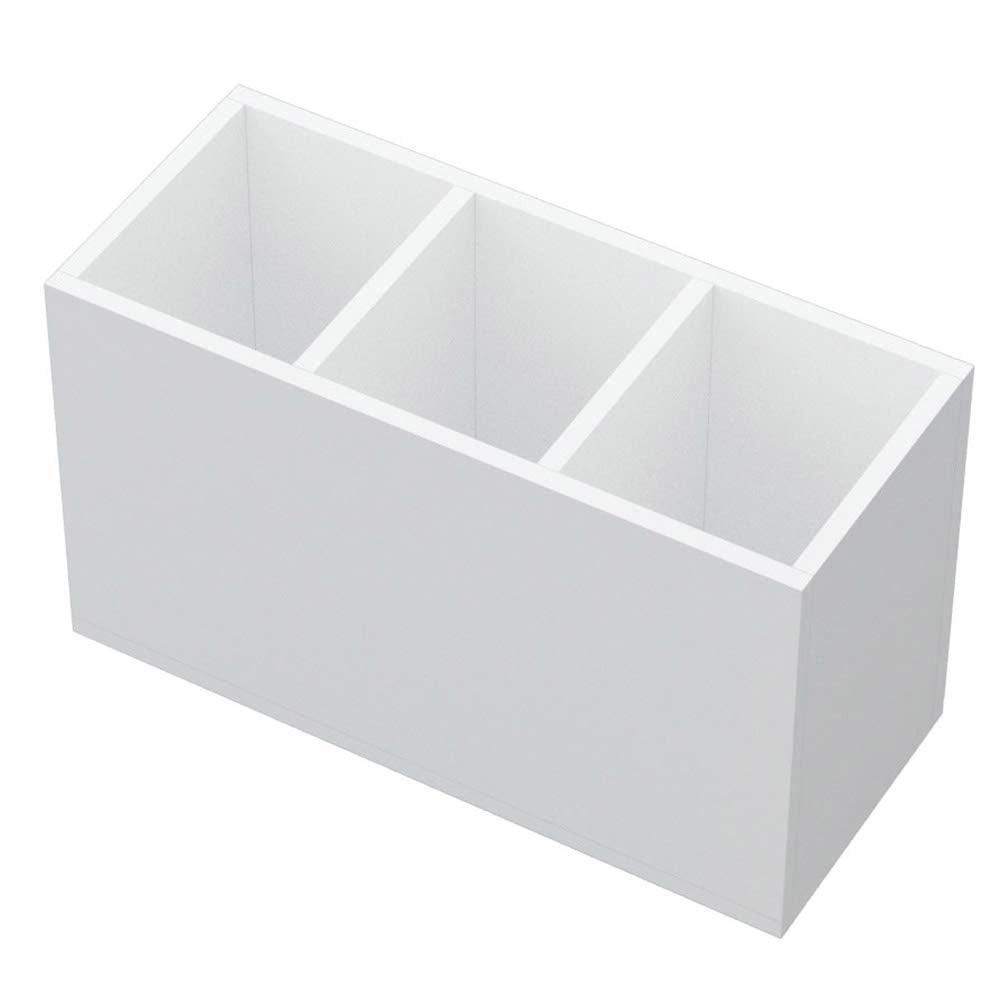 NIUBEE Acrylic Pen Holder 4 Compartments, Clear Desk Pencil Organizer Cup