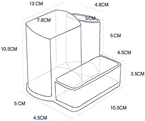 Sooyee Acrylic Desk Supplies Cosmetic Organizer Holder, 3 Compartment Office Desktop Caddy, Multi-function Pen Pencil Cup Phone Remote Control Stationery Storage Box for Home, School, Classroom, Clear