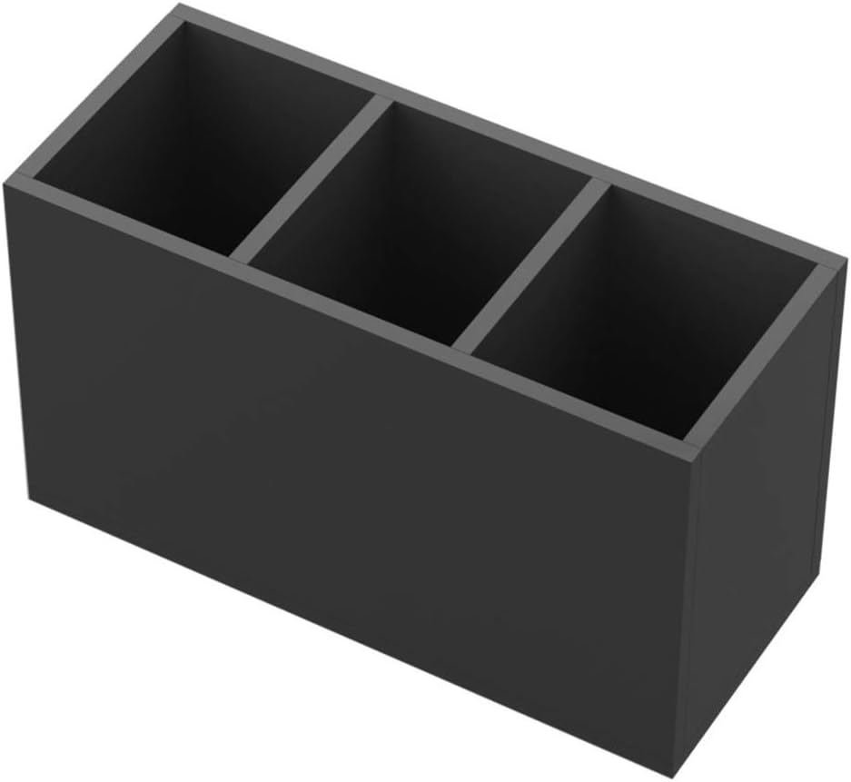NIUBEE Acrylic Pen Holder 4 Compartments, Clear Desk Pencil Organizer Cup
