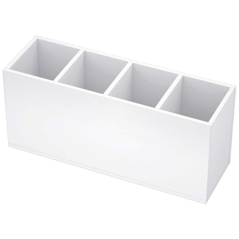 NIUBEE Acrylic Pen Holder 4 Compartments, Clear Desk Pencil Organizer Cup