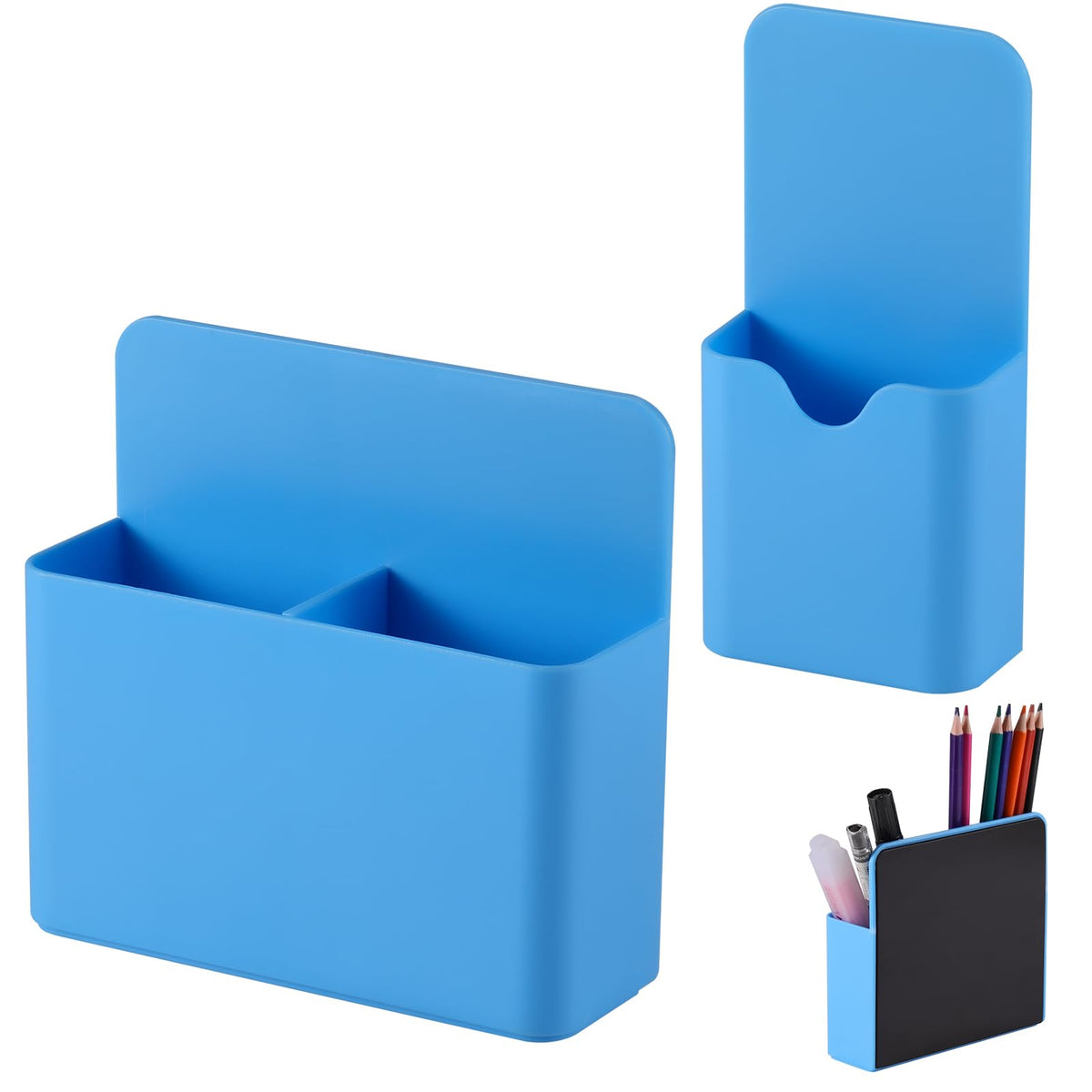 KITANIS Magnetic Pen Holder,2 Pack Magnetic Dry Erase Marker Holder with Generous Compartments,Strong Magnet Storage Marker Pen Pencil Organizer for Refrigerator,Whiteboard,Locker Accessories