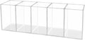 HSYMQ Acrylic Clear Pen Holder 5 Compartments Pencil Holder