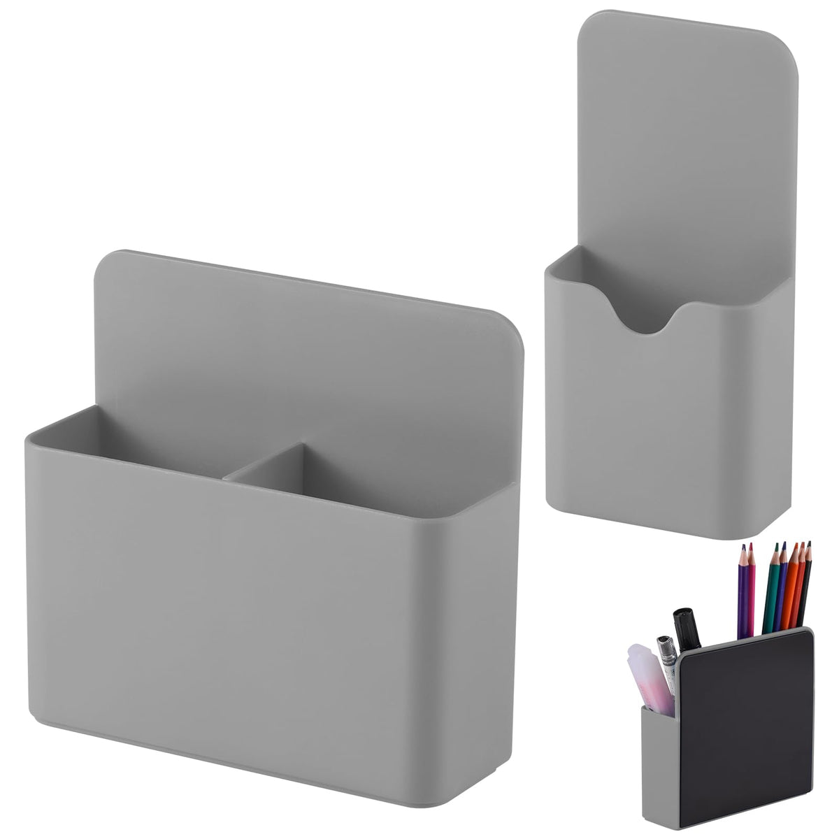 KITANIS Magnetic Pen Holder,2 Pack Magnetic Dry Erase Marker Holder with Generous Compartments,Strong Magnet Storage Marker Pen Pencil Organizer for Refrigerator,Whiteboard,Locker Accessories