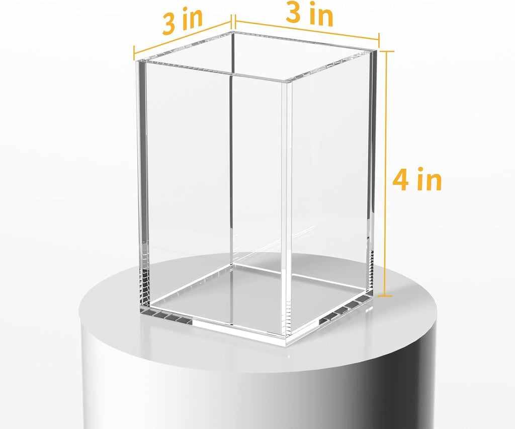 NIUBEE Acrylic Pen Holder for Desk, Clear Pencil Cup Organizer 4 Packs
