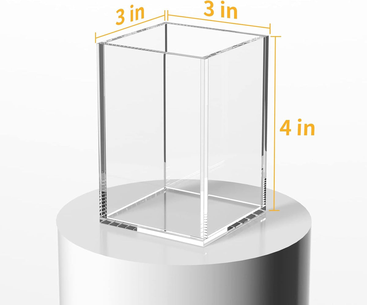 NIUBEE Acrylic Pen Holder for Desk, Clear Pencil Cup Organizer 4 Packs