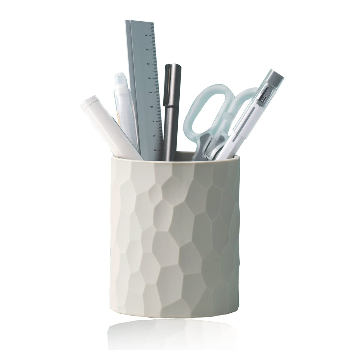 minimaliving Pen Holder,Nordic Style Silicone Waterproof Pencil Holder for Desk Simple&Modern Minimalist Makeup Organizer Multifunctional Office Supplies for Home,Kids and School(Beige)