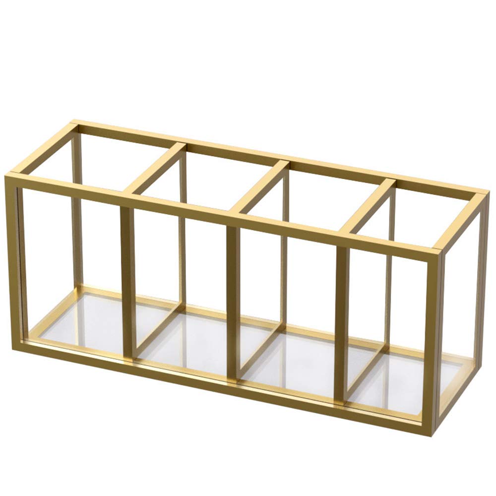 NIUBEE Acrylic Pen Holder 4 Compartments, Clear Desk Pencil Organizer Cup