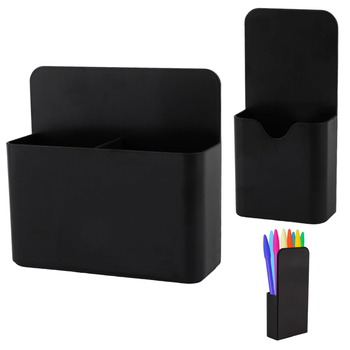 KITANIS Magnetic Pen Holder,2 Pack Magnetic Dry Erase Marker Holder with Generous Compartments,Strong Magnet Storage Marker Pen Pencil Organizer for Refrigerator,Whiteboard,Locker Accessories