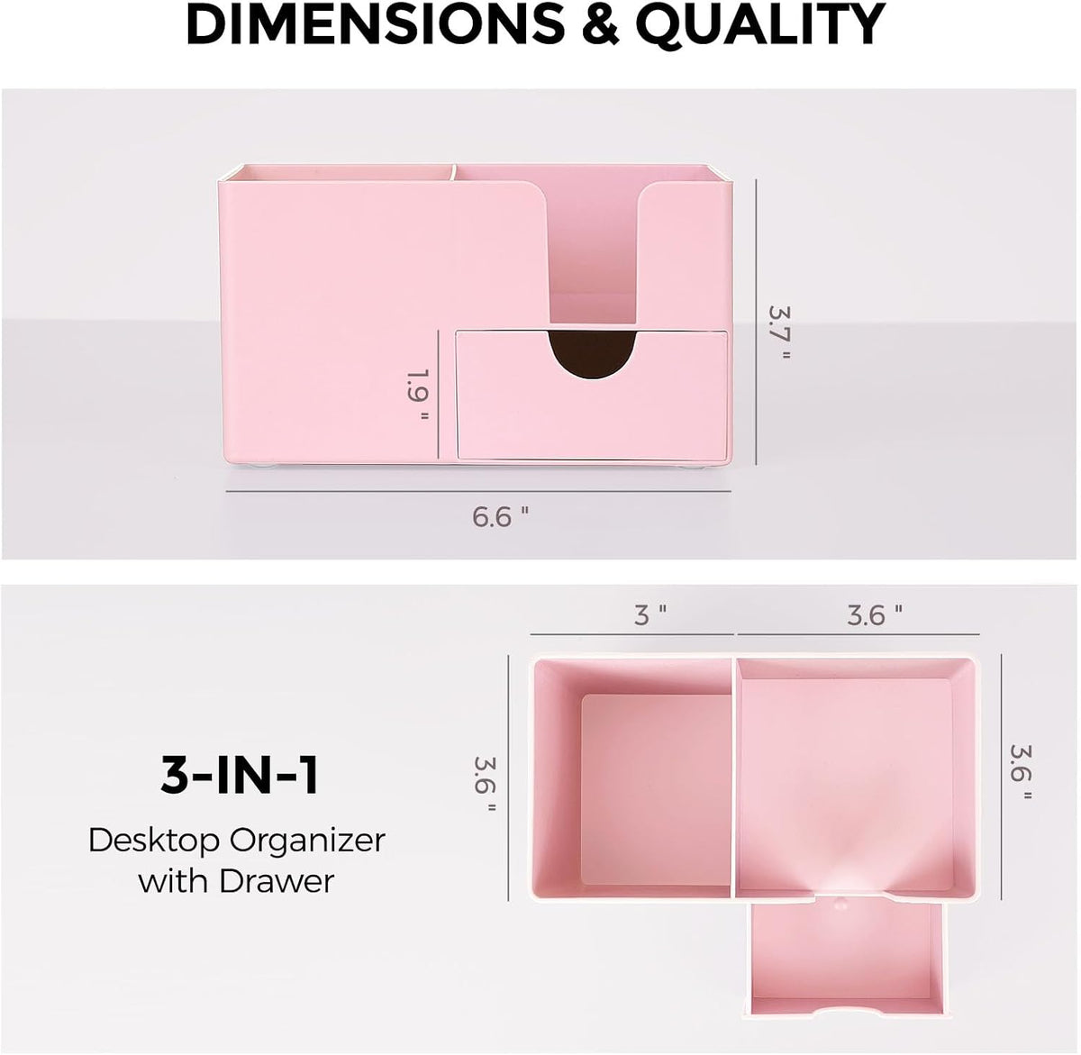 SKYDUE Small Desk Organizer with Sticky Notes Holder,Pen Holder for Desk