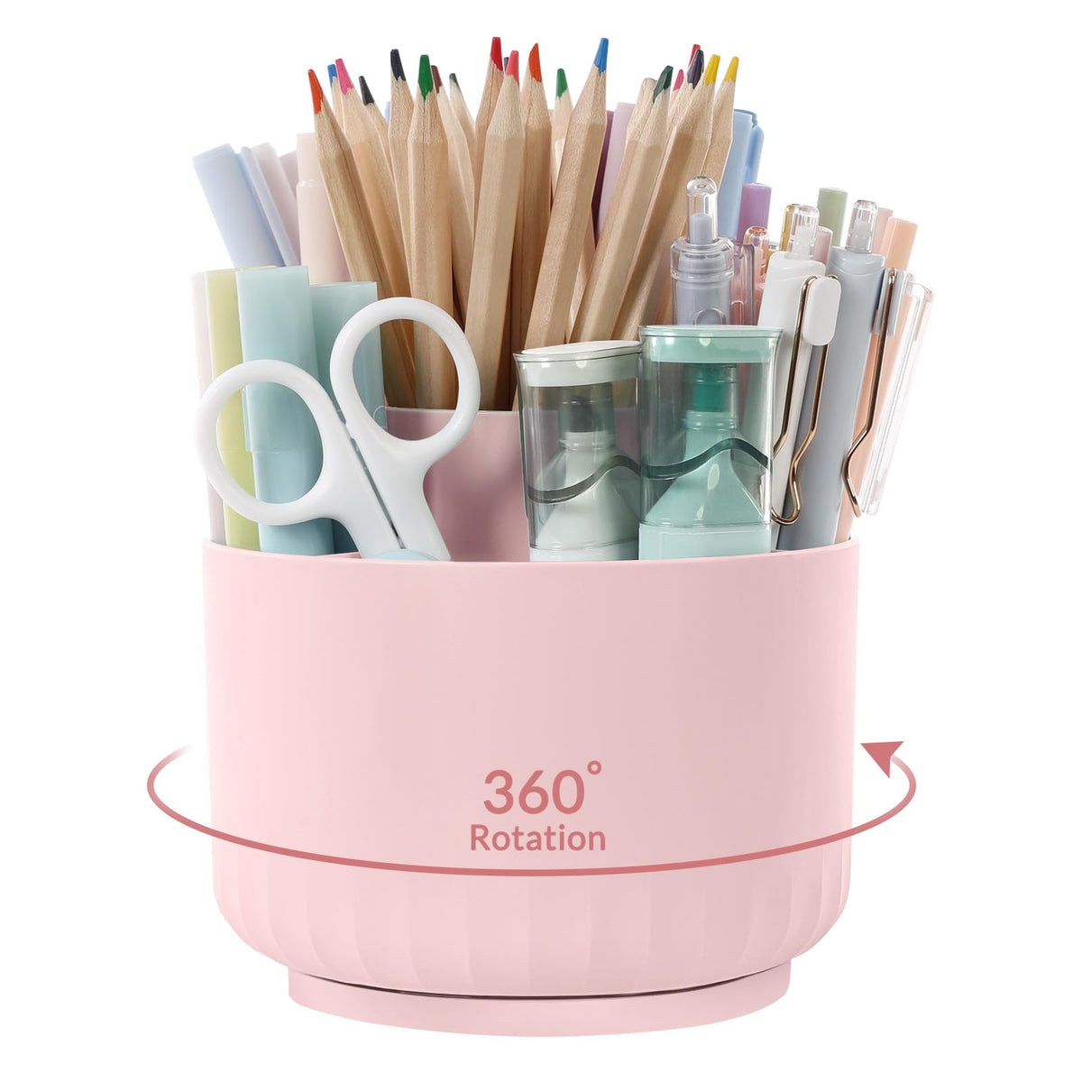 SKYDUE 360 Degree Rotating Pencil Pen Holder for Desk, Dual-Purpose Desk Organizer, Rotating Pencil Cup with 5 Slots, Office Supplies, Desk Decor for Office, School, Home