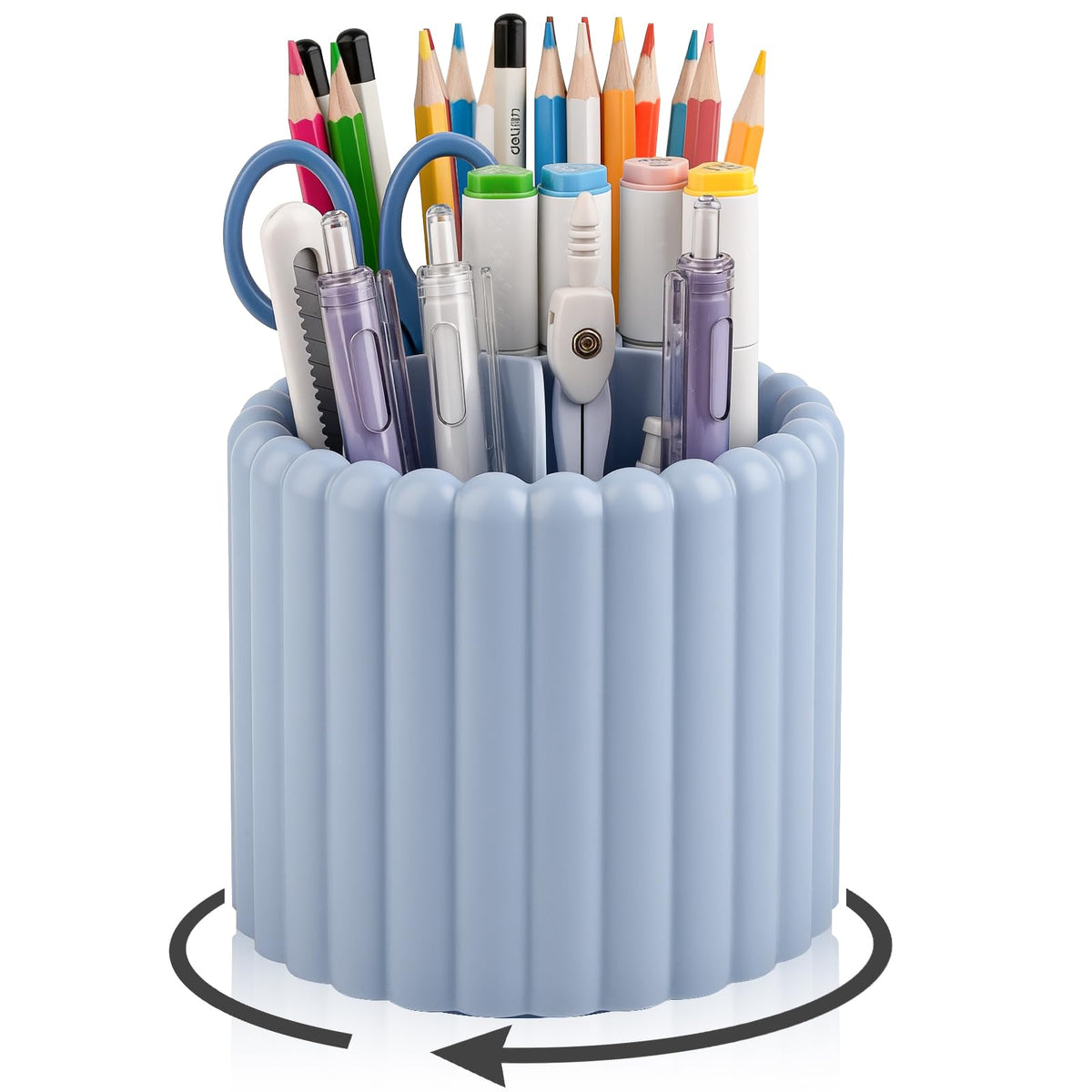 Anyoifax Rotating Pen Holder for Desk Removable Pencil Cup, Small White