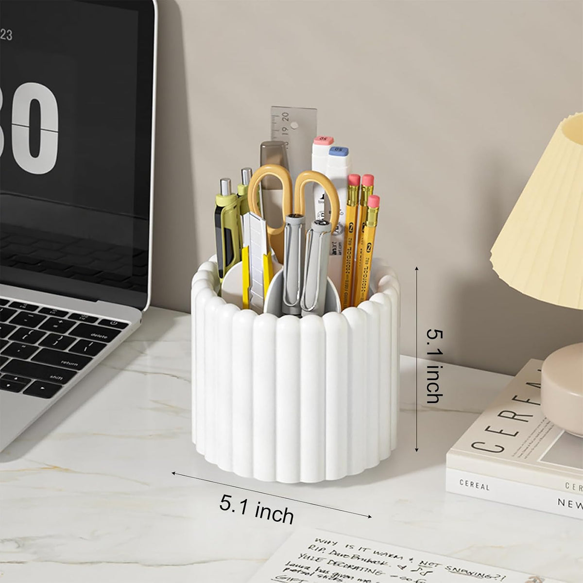 Anyoifax Rotating Pen Holder for Desk Removable Pencil Cup, Small White