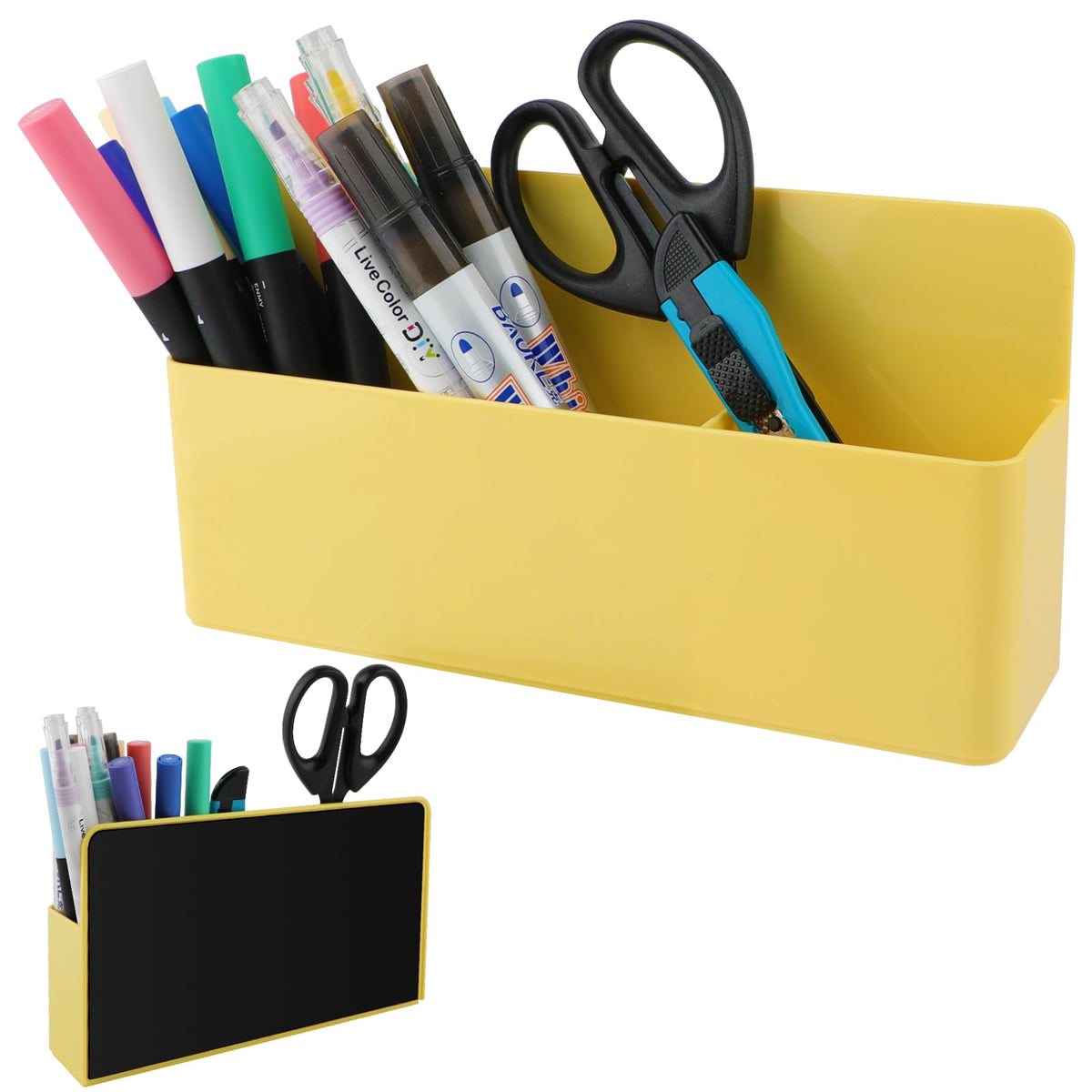 KITANIS Magnetic Pen Holder,2 Pack Magnetic Dry Erase Marker Holder with Generous Compartments,Strong Magnet Storage Marker Pen Pencil Organizer for Refrigerator,Whiteboard,Locker Accessories