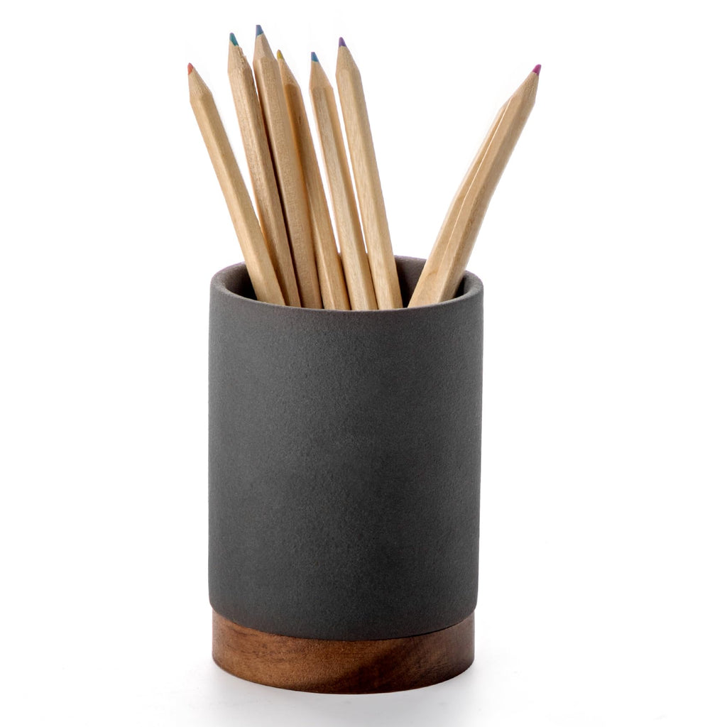 Ceramic Pen Holder for Desk, Pencil Cup, (White,Set / 1)