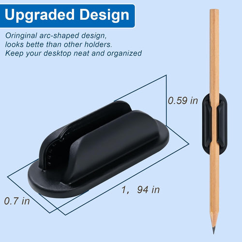 40 Pack Adhesive Pencil Holders for Desk,Silicone Flexible Pen Holder for Wall, Office, School,Home,Classroom Must Haves,Teacher Supplies Accessories,Desk Organizer,Art Supply,Small Gift(40, Black)