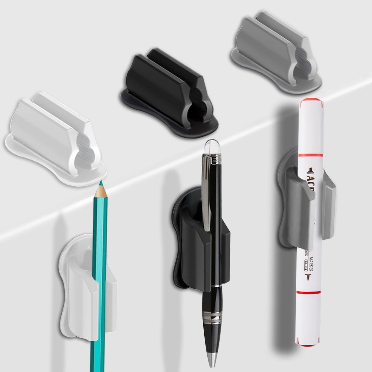 Adhesive Pen Holder for Wall Pencil Holders for Desk, 6Pack Silicone Pen Holders for Clipboard, Marker Holder Pen Holder Clip, Pencil Holder for Classroom Must Haves Teacher Supplies, Stylus Holder