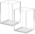Clear Acrylic Pen Holder Cup Set of 2, Simple Modern Desktop Organizer for Stationery, Makeup Brushes, Office, Study and Home