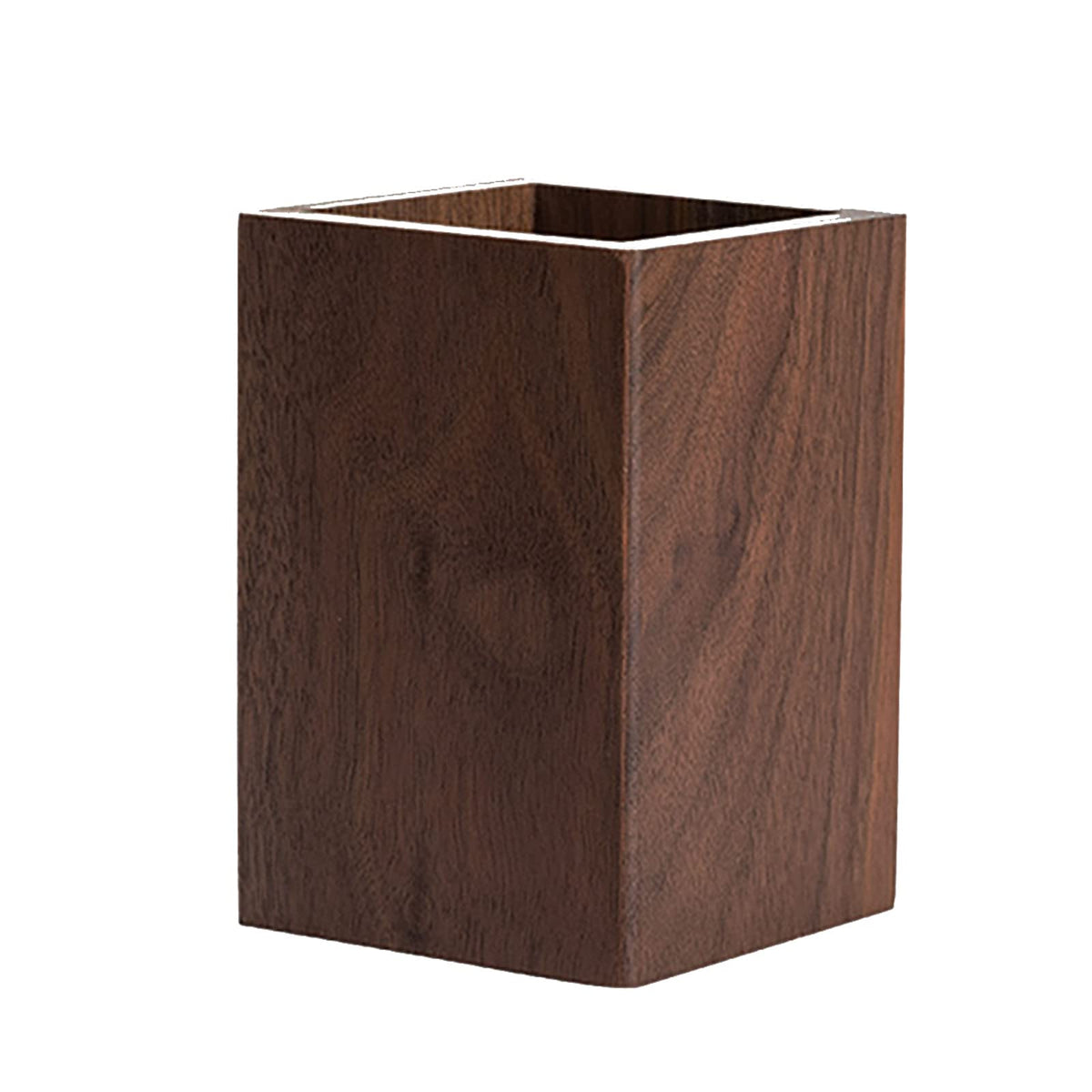 Black Walnut Wooden Pencil Box, Multiple-Use Desk Writing Stationary Organizer Wood Pen Holder Cups Office School Supplies Storage (Prismatic Shape)