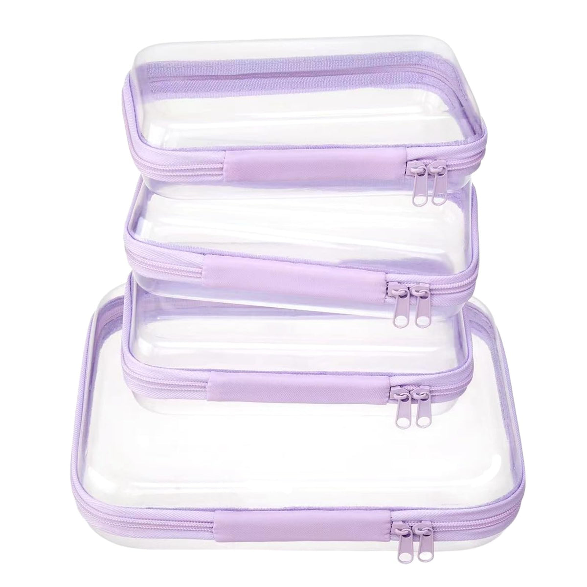 4 pcs Clear Zipper Pouches,Hard Shell Zipper Case