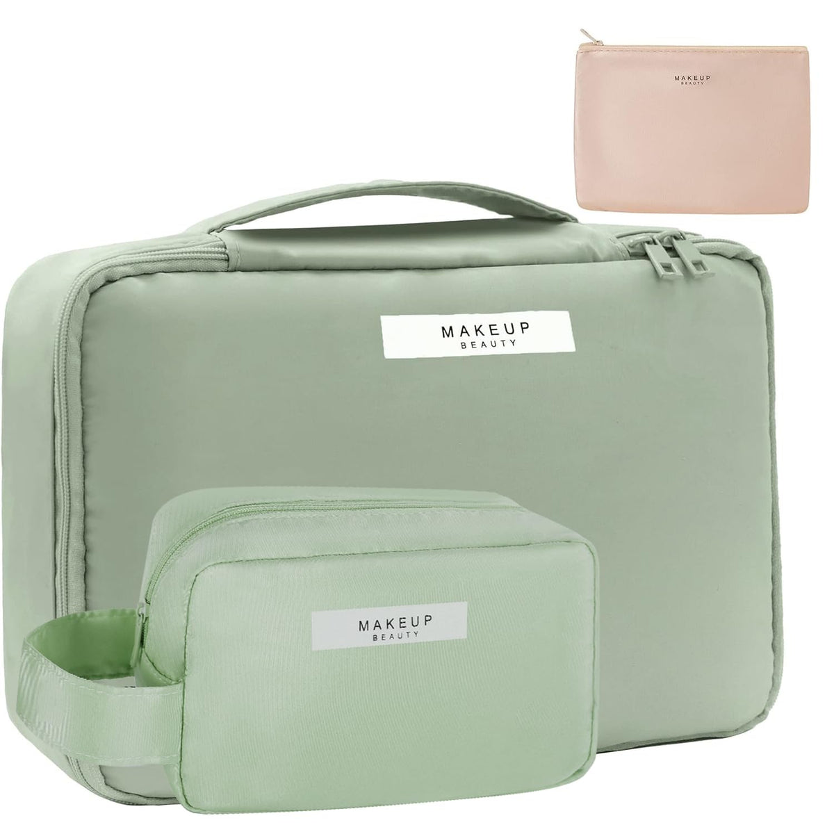 Queboom Travel Makeup Bag Cosmetic Bag Toiletry Bag for Women & Men, Green