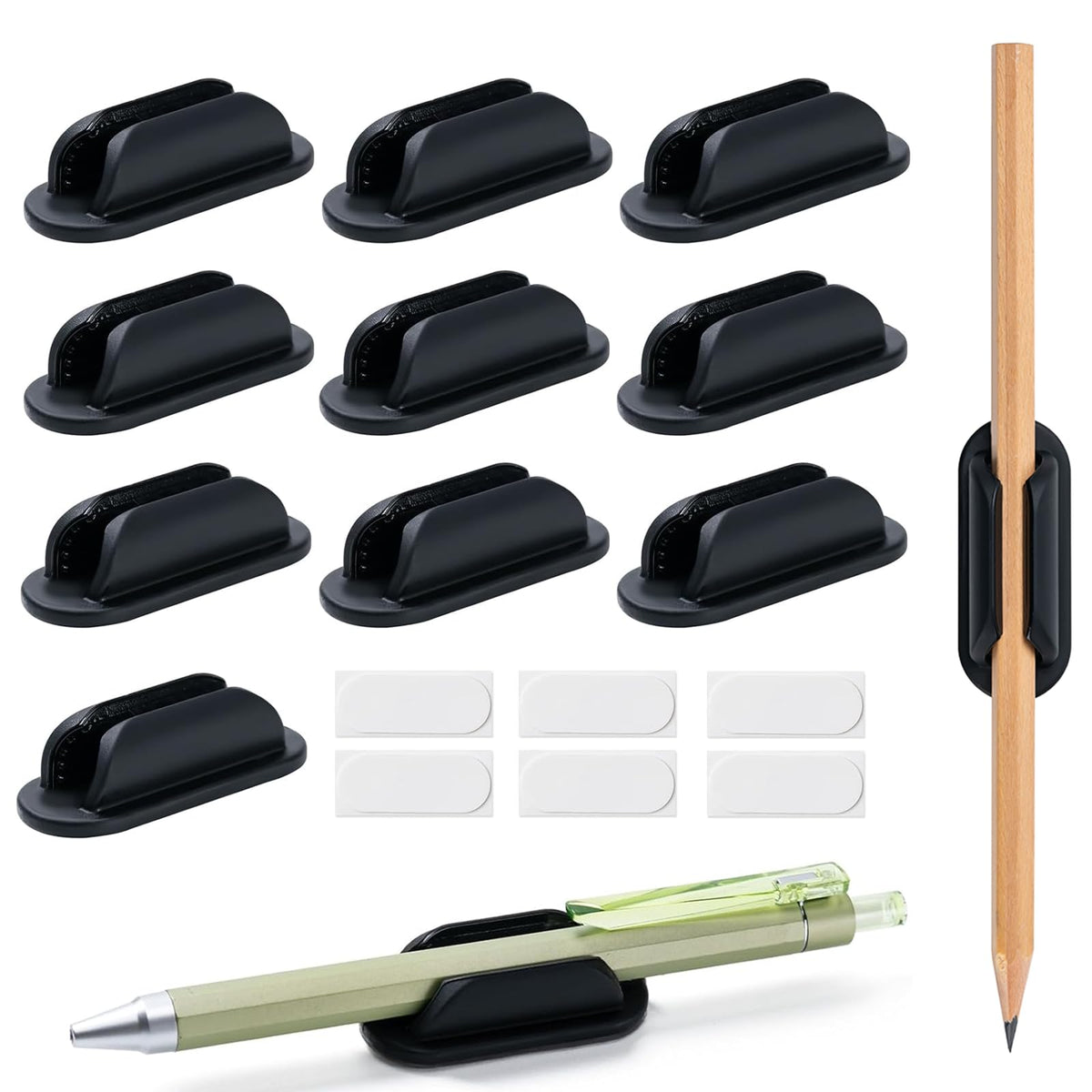 20 Pack Adhesive Pencil Holders for Desk,Silicone Flexible Pen Holder for Wall, Office, School,Home,Classroom Must Haves,Teacher Supplies Accessories,Desk Organizer,Art Supply,Small Gift ﻿