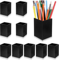 10 Pack Black Acrylic Pen Holder, Desktop Pencil Organizer Makeup Brush Holder Acrylic Pencil Cup Stationery Storage for Desk Office Pen Organizer