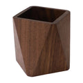 Black Walnut Wooden Pencil Box, Multiple-Use Desk Writing Stationary Organizer Wood Pen Holder Cups Office School Supplies Storage (Prismatic Shape)