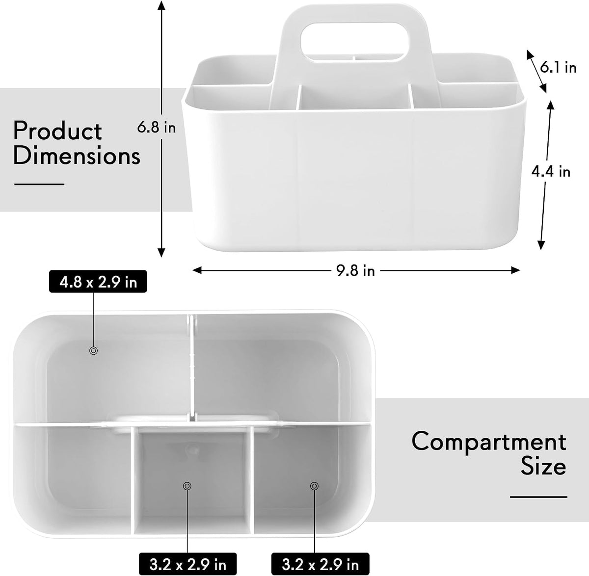 Tiawudi Multipurpose Caddy Organizer, Plastic Caddy with Handle, Stackable Desk Organizer for Stationery, Marker and Pencil, Office Supplies Organizer, Dorm Caddy