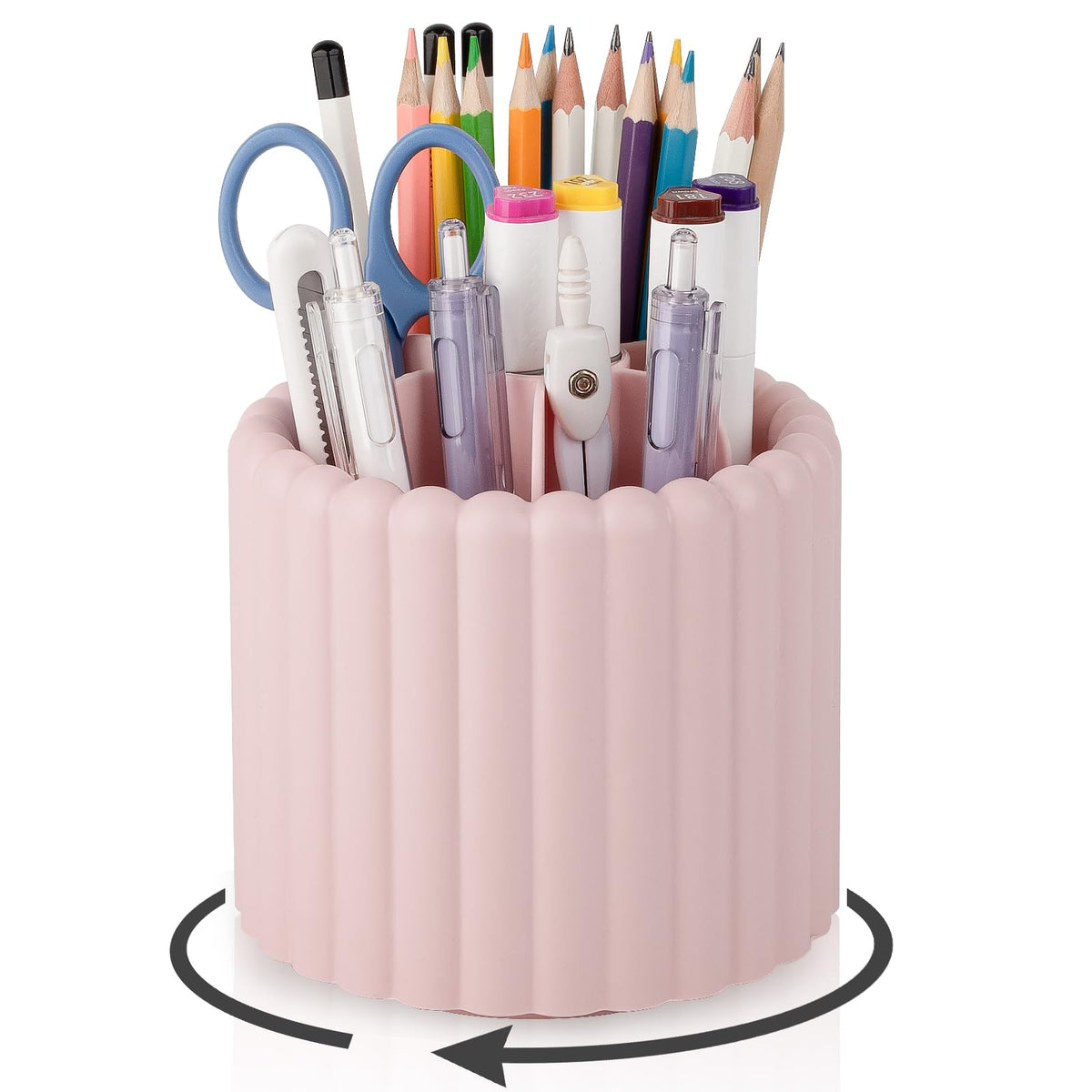Anyoifax Rotating Pen Holder for Desk Removable Pencil Cup, Small White