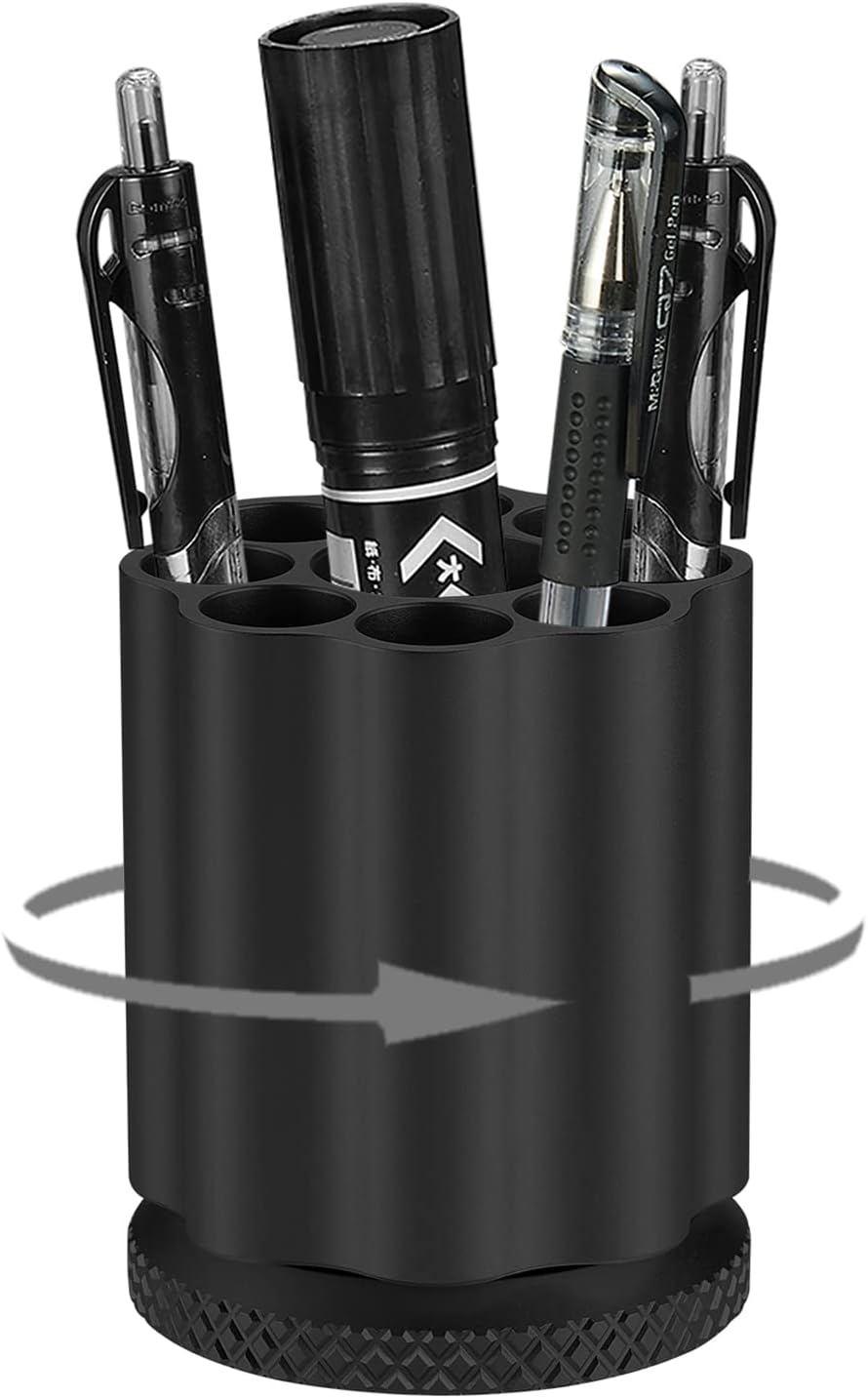 Rotating Revolver Pen Holder, Gun Cylinder Pen Holders, Favorite Pencil Holder and Perfect Stationery Supplies (Black)