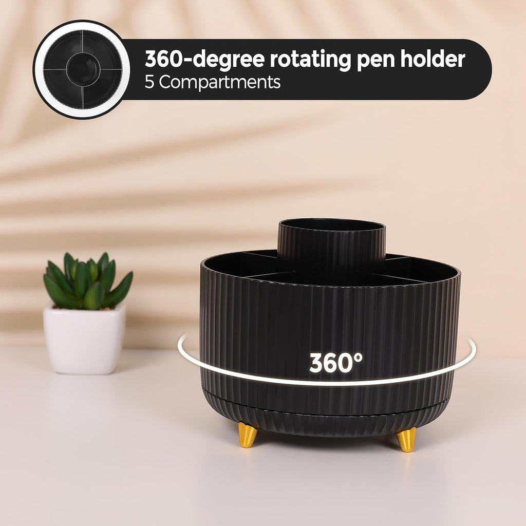 SKYDUE Black Office Supplies with Pencil Holder,Desk Accessories 11PCS