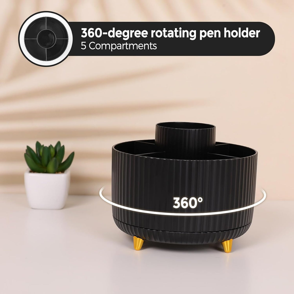 SKYDUE Black Office Supplies with Pencil Holder,Desk Accessories 11PCS