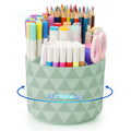 Desk Organizer, 360-Degree Rotating Pencil Pen Holders For Desk, Diamond Pattern Pen Organizer With 5 Compartments, Cute Desk Accessories Decor For Office, School,Home,Art Supply (Pink)