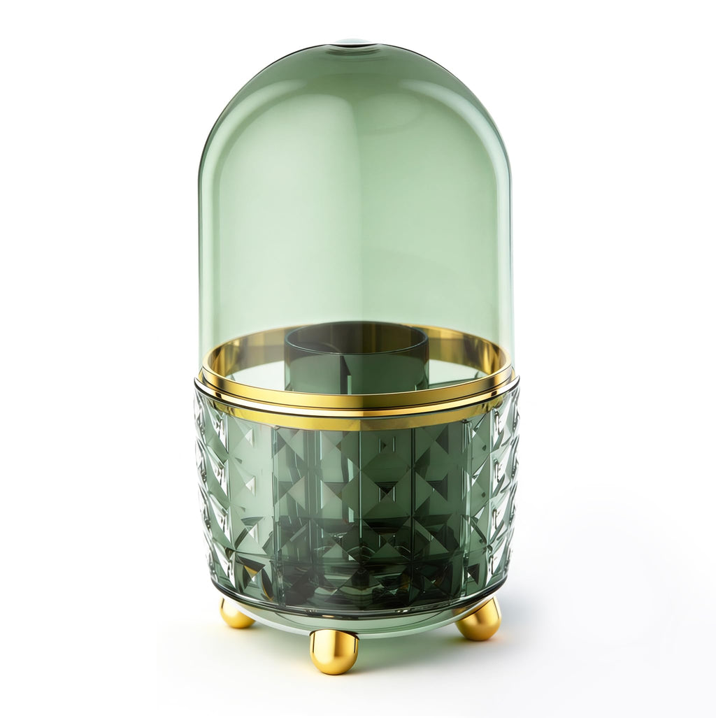GOTOBA Dark Green Pen Pencil Holder for Desk, 360° Rotating Pen Organizer, Green Office Supplies, Cute Pen Holder, 6-Compartment Pencil Holder Rotating