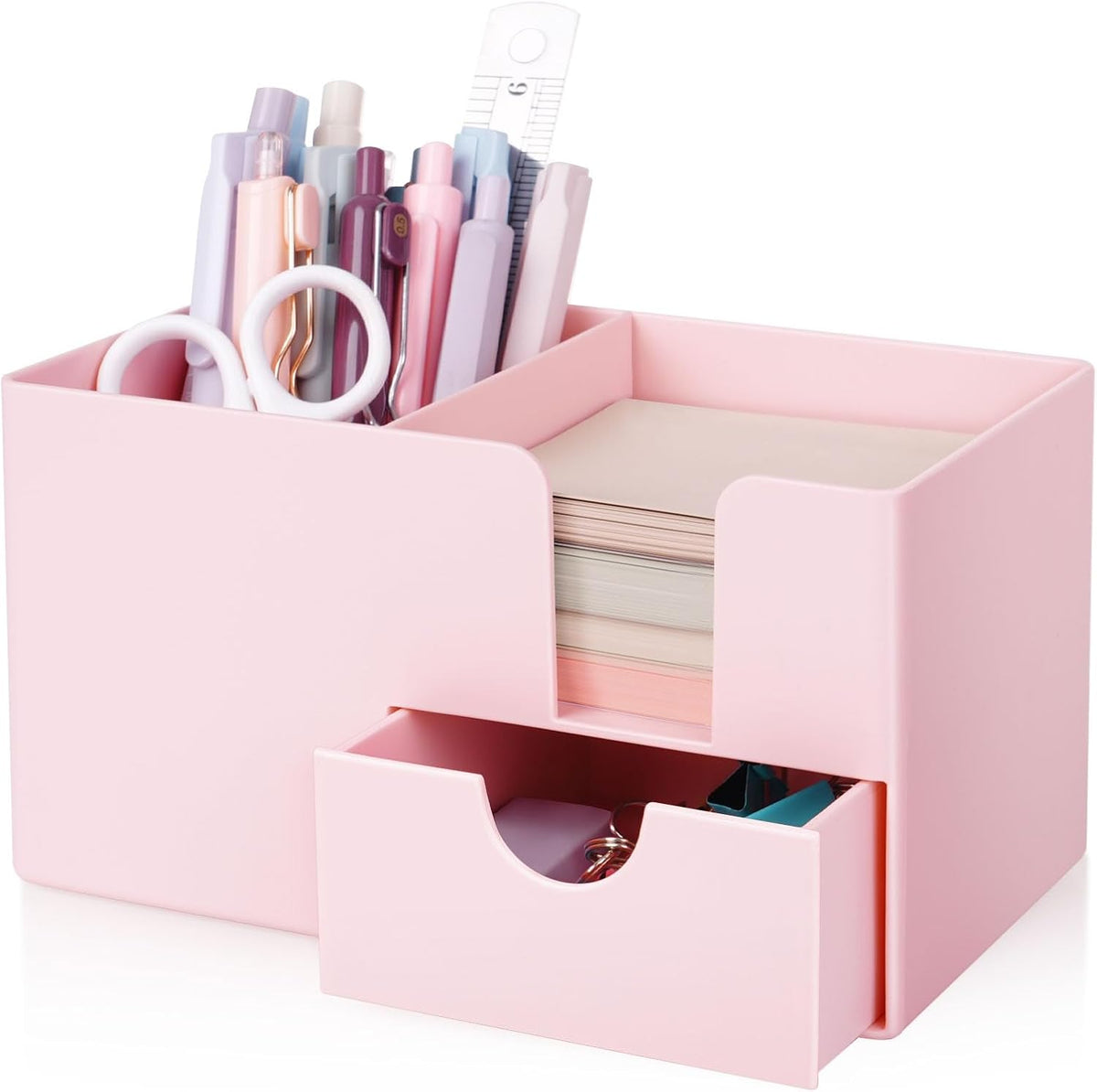 SKYDUE Small Desk Organizer with Sticky Notes Holder,Pen Holder for Desk
