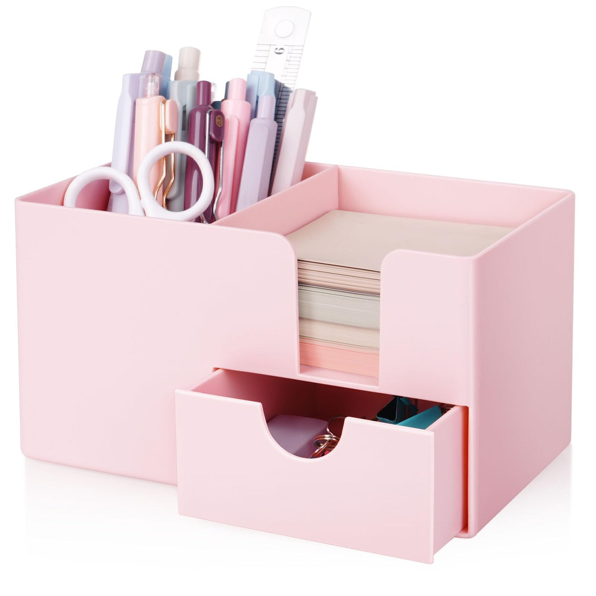 SKYDUE Small Desk Organizer with Sticky Notes Holder,Pen Holder for Desk