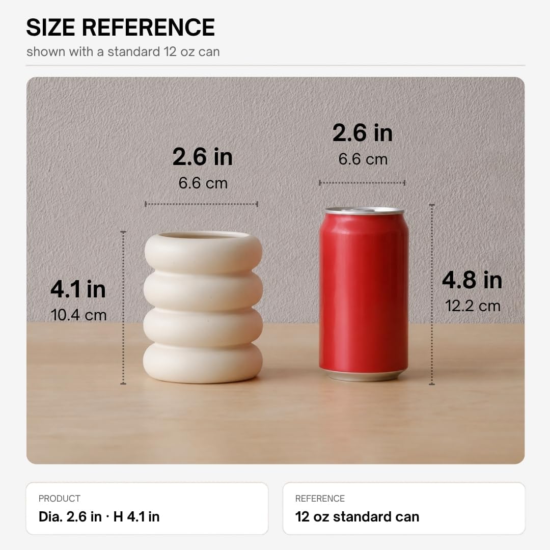 WENSHUO Ceramic Pen Holder, Pencil Holder, Cute Makeup Brush Holder, Crème