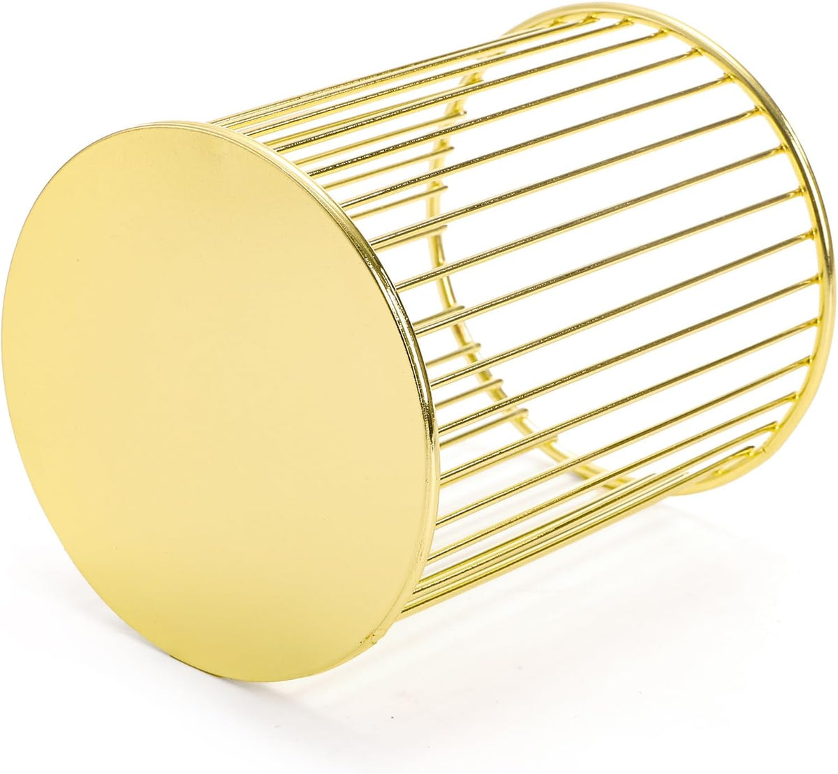 Yopay 4 Pack Gold Pencil Holder, Metal Pen Cup Makeup Brush Holder for Desk, Round Wire Mesh Desktop Organizer for Office School Home Vanity, Aesthetic Cylindrical Storage Organizer for Art Supplies