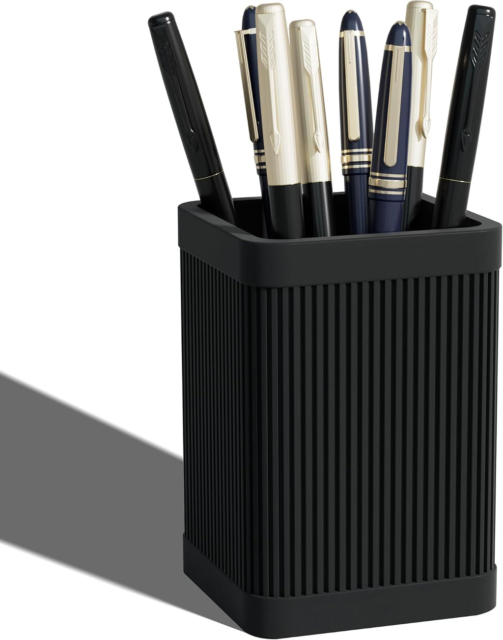 HighHerz Aesthetic Pen Holder For Desk, Modern Silicone Pencil Holder, Stylish Office Desk Decor, Made of 5 mm Thickened Premium Silicone, Office Desk Organizer And Accessories (Black)