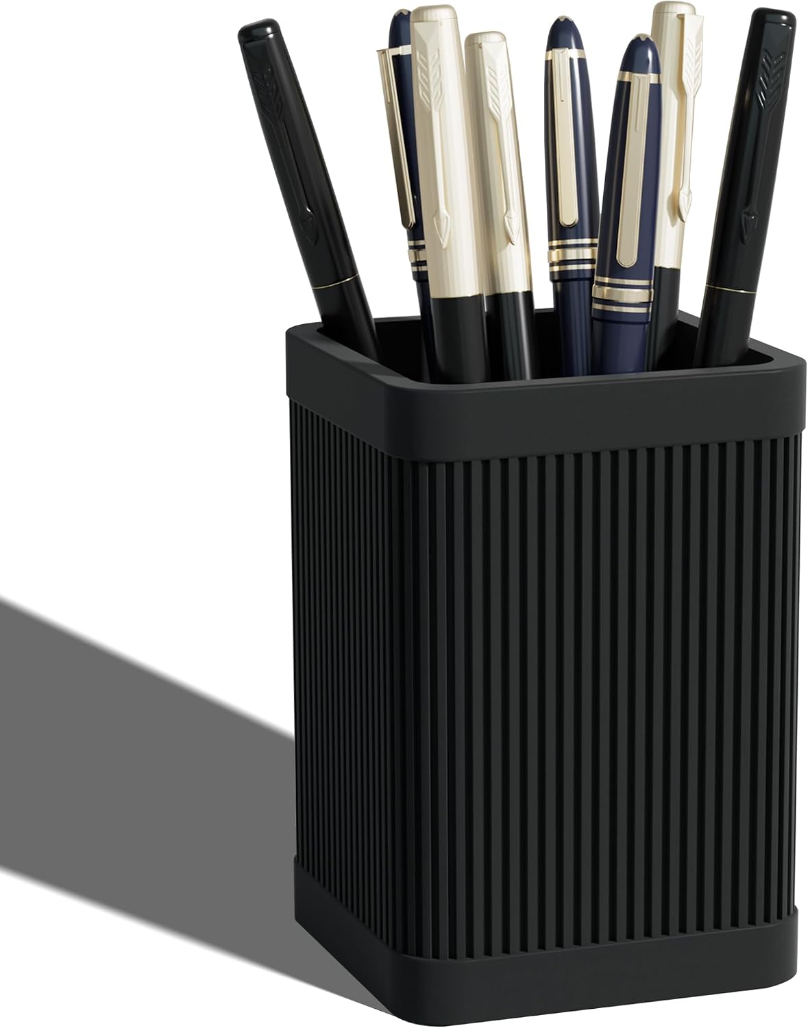 HighHerz Aesthetic Pen Holder For Desk, Modern Silicone Pencil Holder, Stylish Office Desk Decor, Made of 5 mm Thickened Premium Silicone, Office Desk Organizer And Accessories (Black)