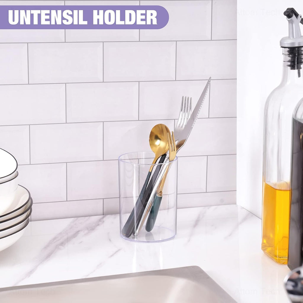 3 Pcs Stylish Clear Acrylic Desk Organizer Pen and Pencil Holders