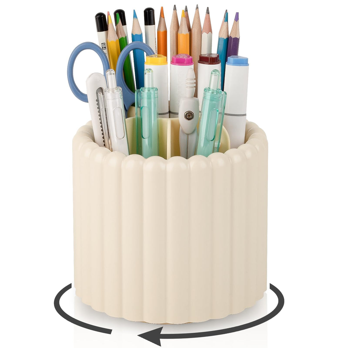 Anyoifax Rotating Pen Holder for Desk Removable Pencil Cup, Small White