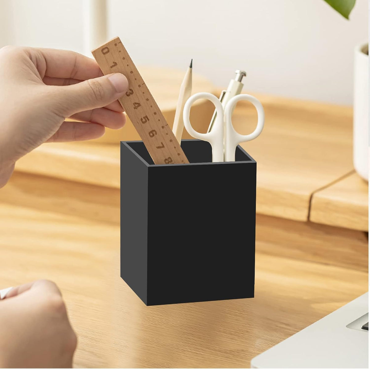 Ptaedex Acrylic Pen Holder Organizer, Black Pencil Holder for Desk, 2 Pack