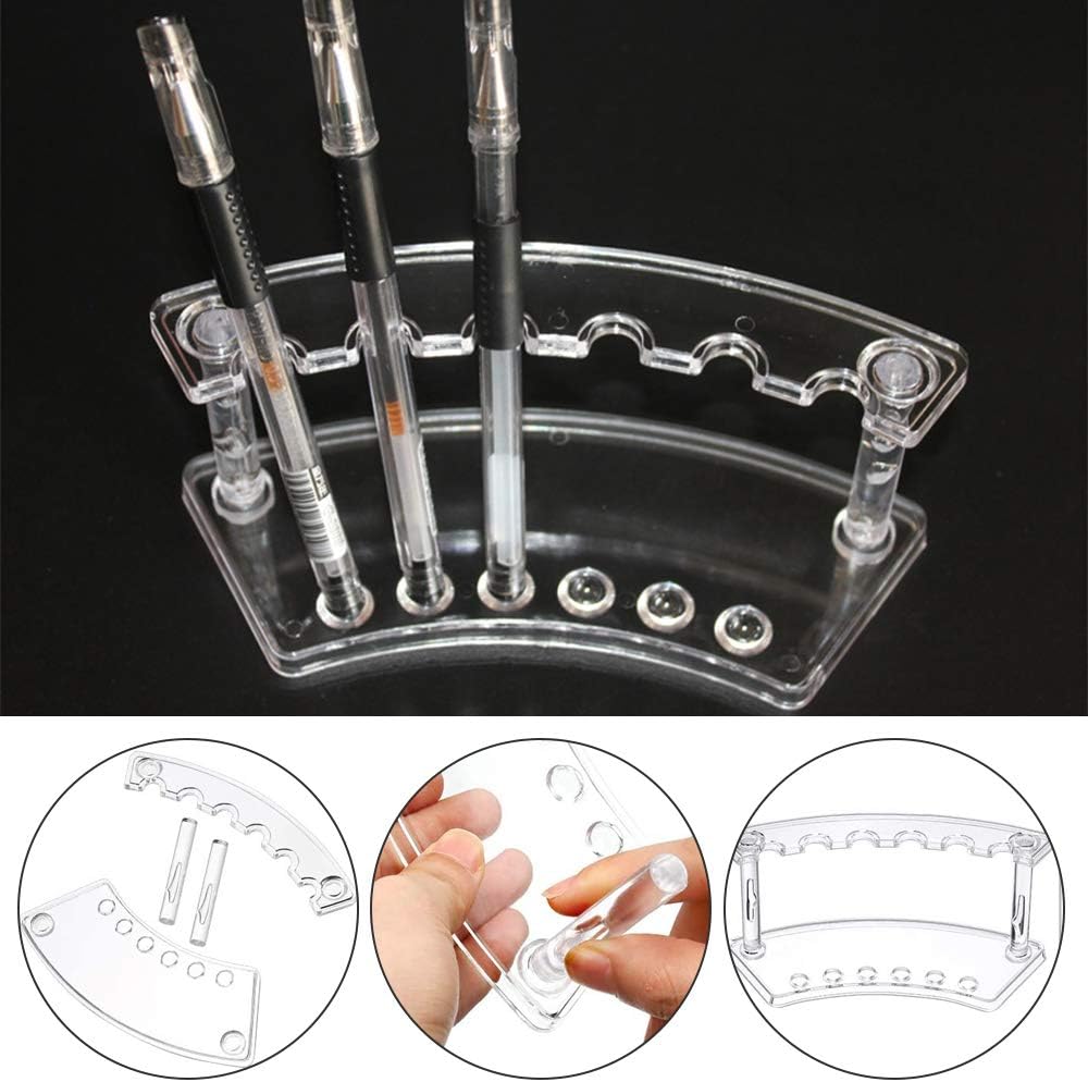 Clear Plastic Pen Holder Display Stand - 4 Pack, 6-Slot Organizer for Home Office & Store Use