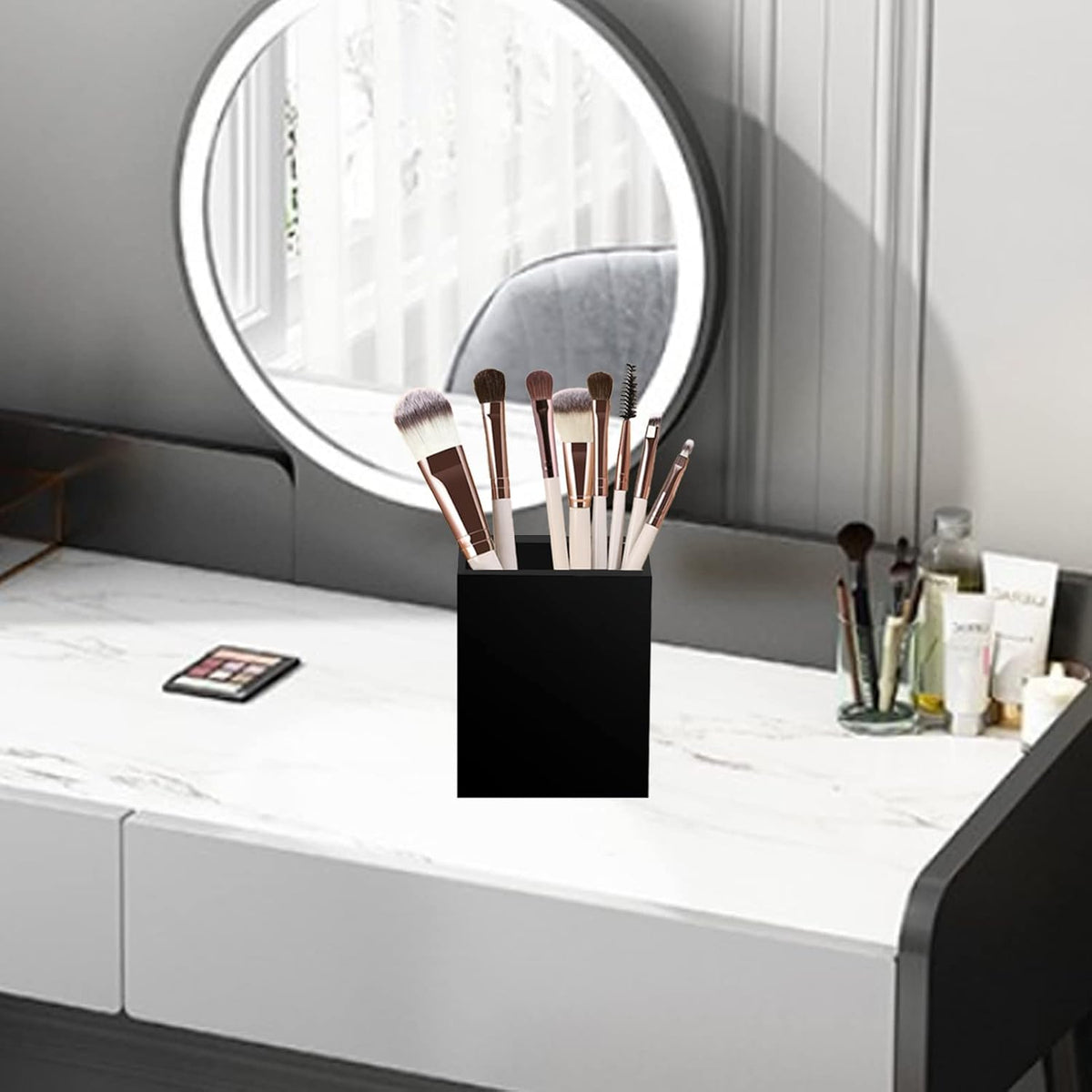 Ptaedex Acrylic Pen Holder Organizer, Black Pencil Holder for Desk, 2 Pack