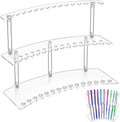 2-Tier Acrylic Pen Display Stand 30 Slot Pen Holder Organizer for Pens Makeup Brushes Art Supplies