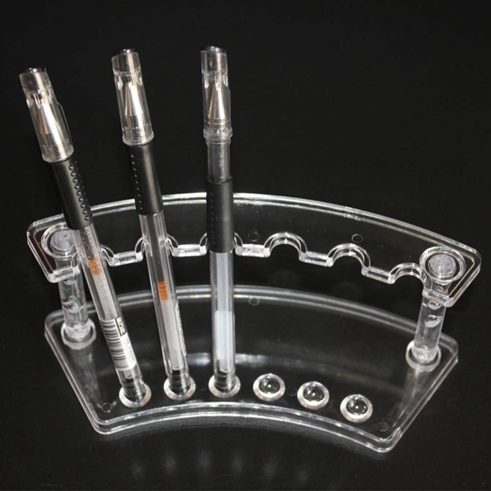 Clear Plastic Pen Holder Display Stand - 4 Pack, 6-Slot Organizer for Home Office & Store Use