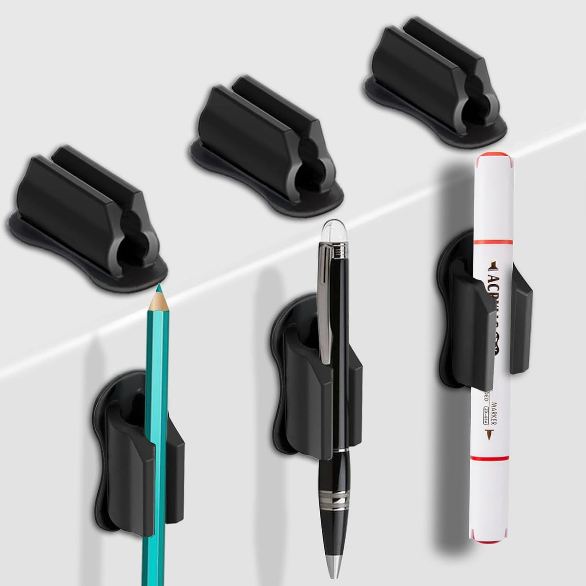 Adhesive Pen Holder for Wall Pencil Holders for Desk, 6Pack Silicone Pen Holders for Clipboard, Marker Holder Pen Holder Clip, Pencil Holder for Classroom Must Haves Teacher Supplies, Stylus Holder
