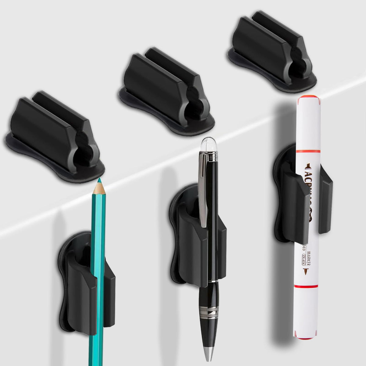 Adhesive Pen Holder for Wall Pencil Holders for Desk, 6Pack Silicone Pen Holders for Clipboard, Marker Holder Pen Holder Clip, Pencil Holder for Classroom Must Haves Teacher Supplies, Stylus Holder